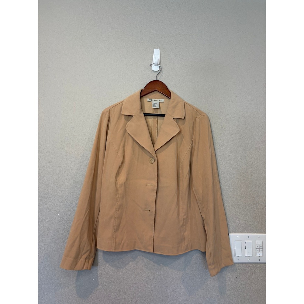 Vintage Requirements Tan Blazer Jacket Women XL Beige Lightweight Corporate Chic